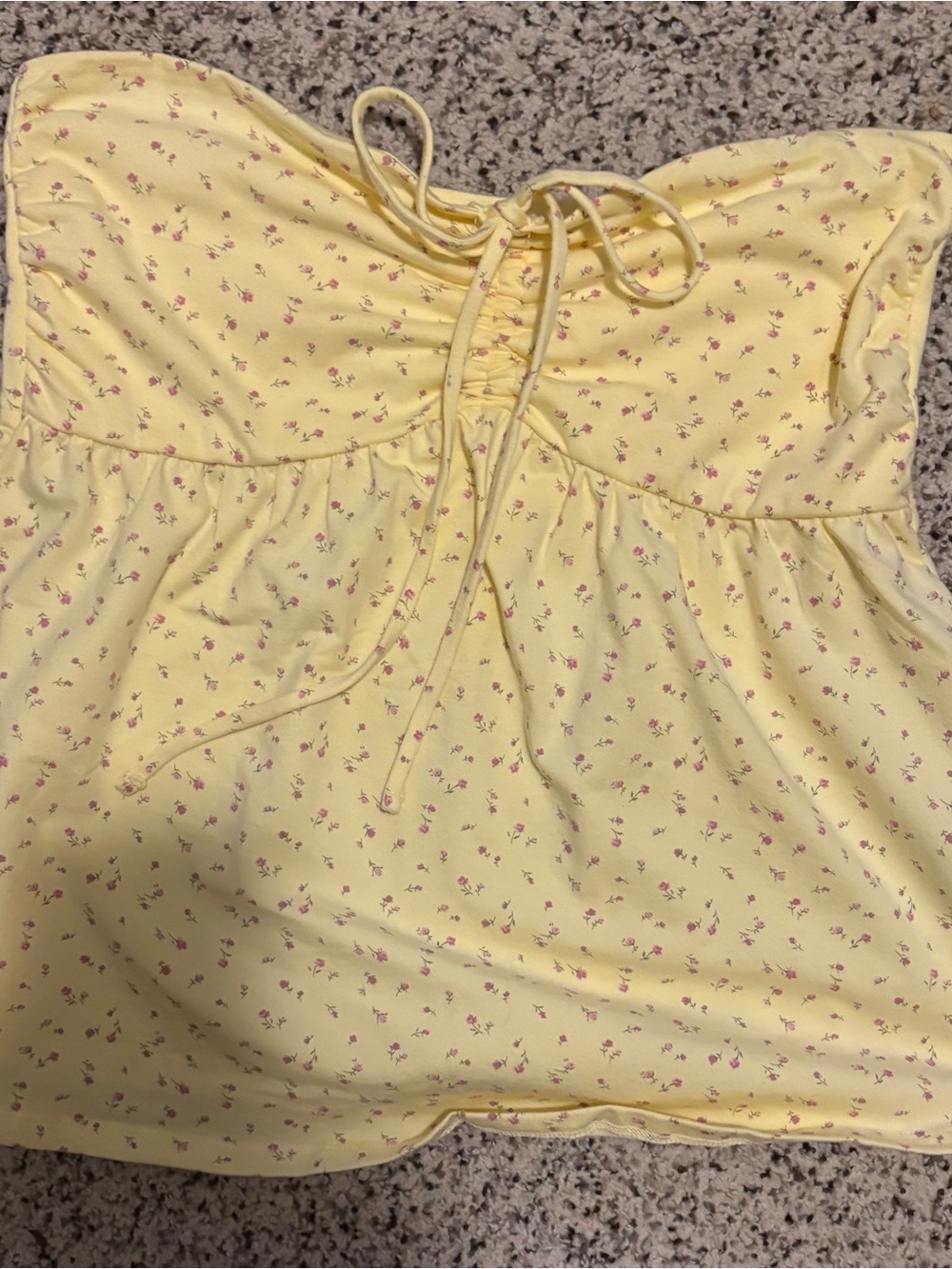 Hollister Yellow Strapless Tie-Front Floral Top